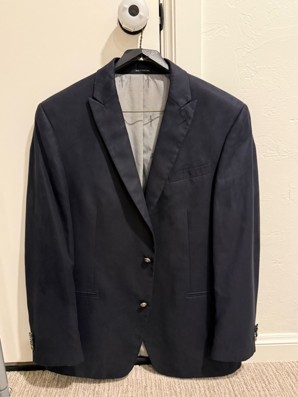 Men's John Varvatos 42R Navy Blazer - Classic Two-Button Suit Jacket